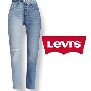 Levi's Premium 501 Two-Tone Straight-Leg Jeans Distressed Denim Blue Jeans 30x30